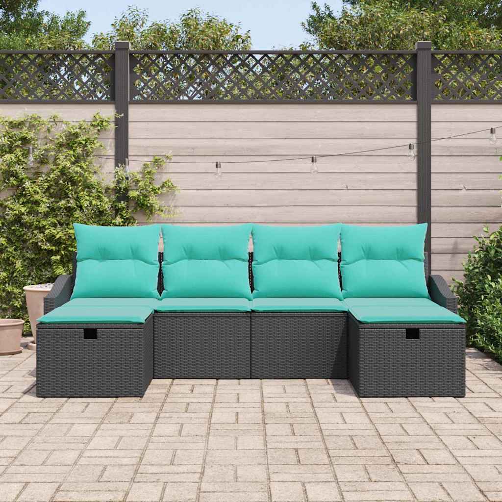 Sjedeća garnitura za vrt 6 kom. poliratan Crna 233 x 117 x 85 cm