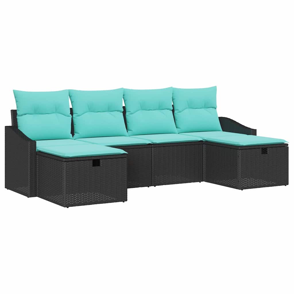 Sjedeća garnitura za vrt 6 kom. poliratan Crna 233 x 117 x 85 cm