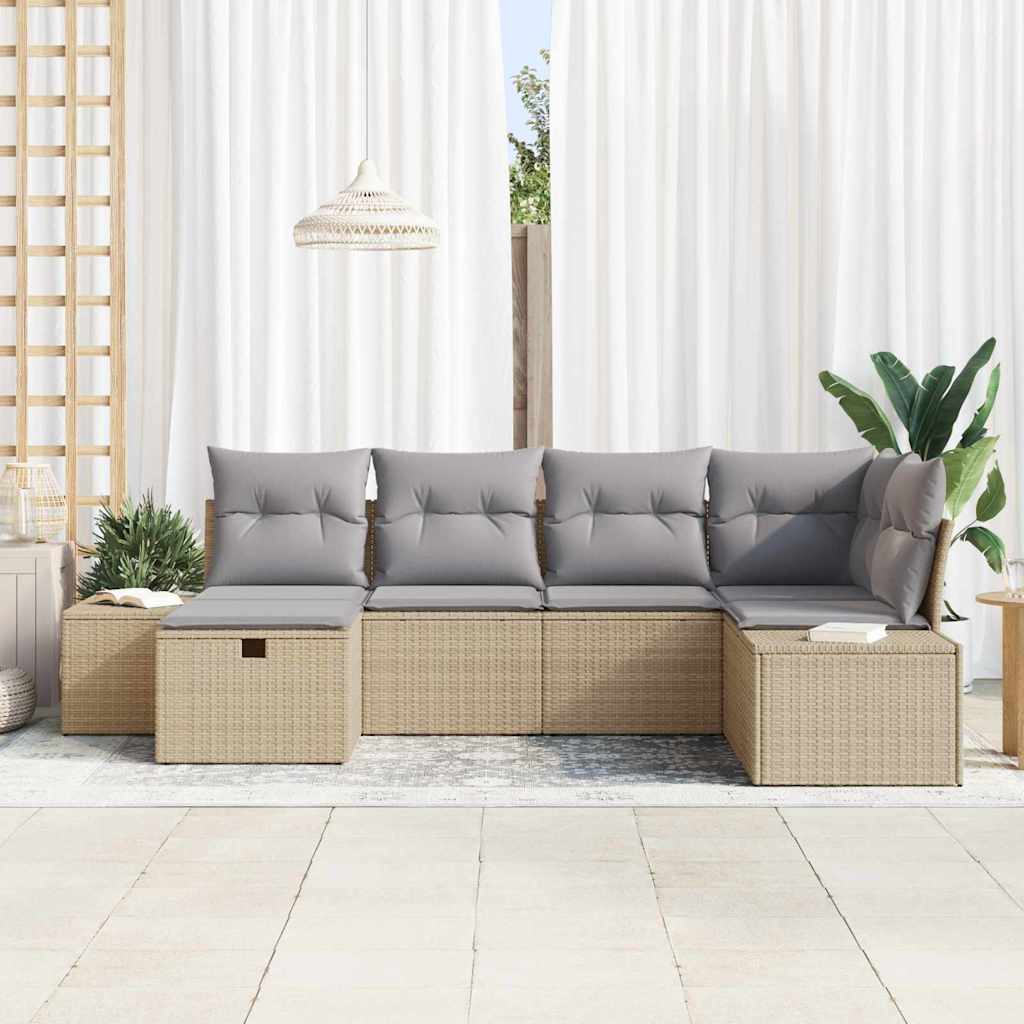 Sjedeća garnitura za vrt 6 kom. Bež poliratan 264 x 154 x 85 cm