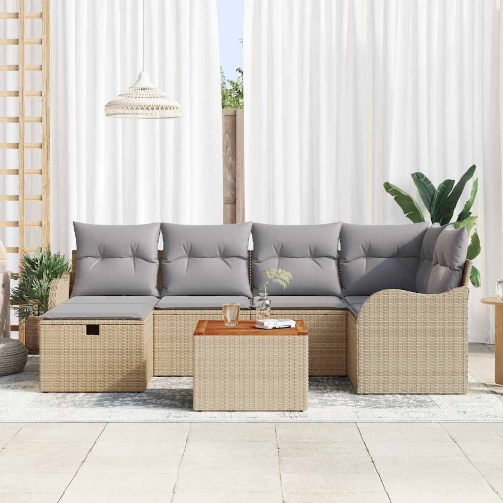 Sjedeća garnitura za vrt 7 kom. Bež poliratan 232,5 x 122,5 x 85 cm