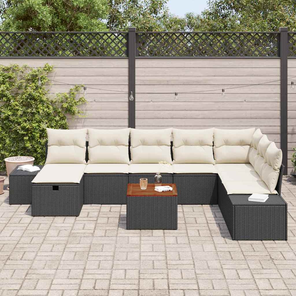 Sjedeća garnitura za vrt 9 kom. Crna poliratan 319 x 209 x 85 cm