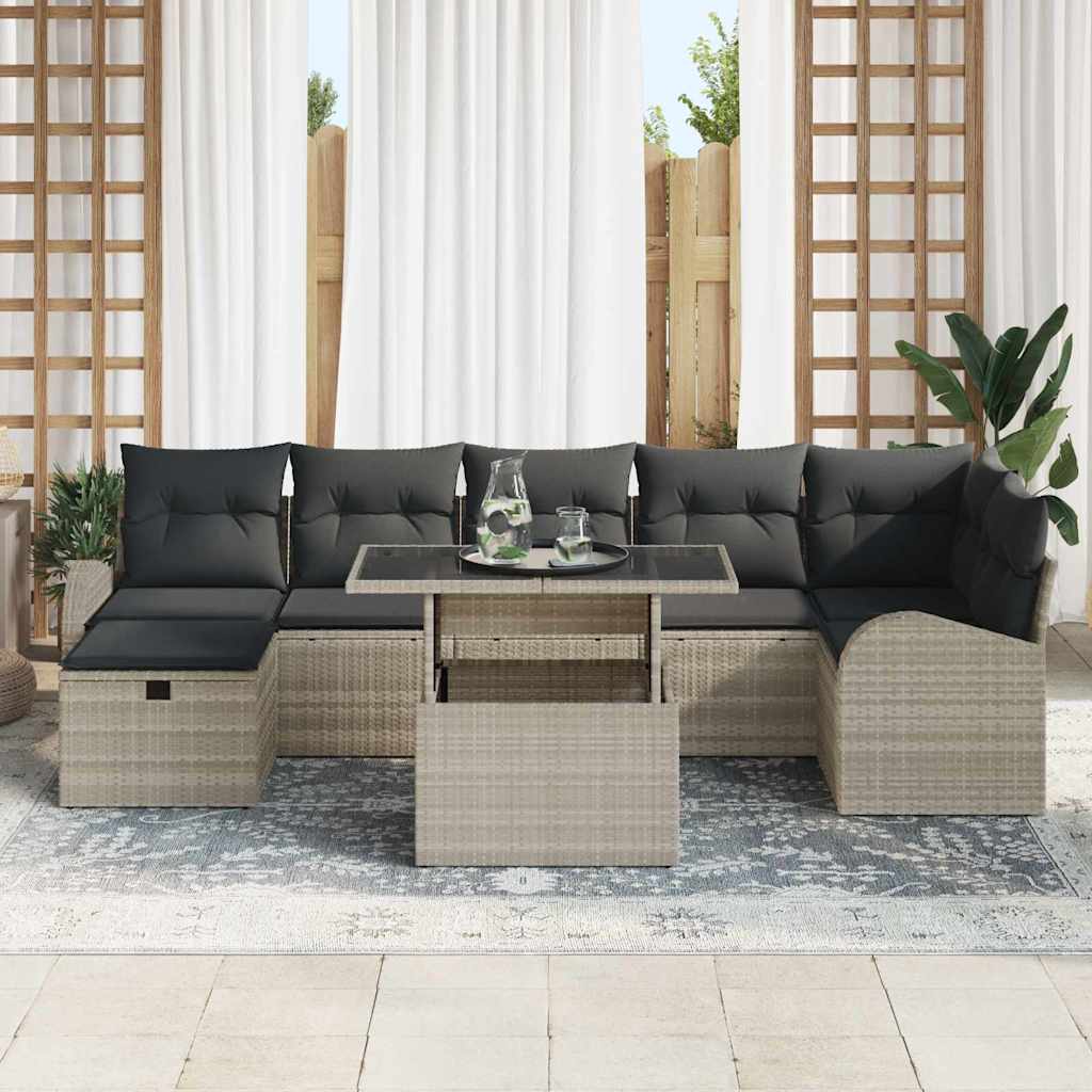Sjedeća garnitura za vrt 8 kom. Svijetlo siva poliratan Svjetlosiva 289 x 124 x 85 cm
