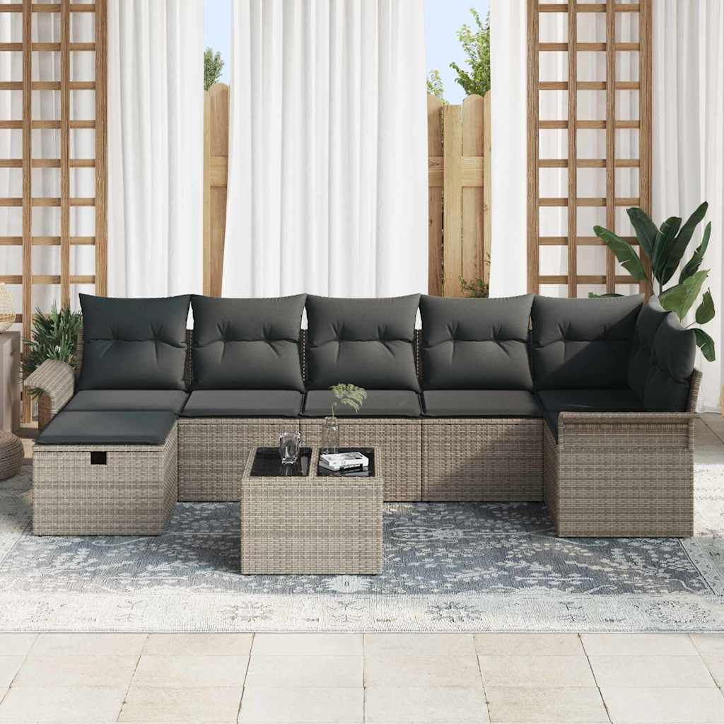 Sjedeća garnitura za vrt 8 kom. Poli ratan Crna 55 x 55 x 37 cm