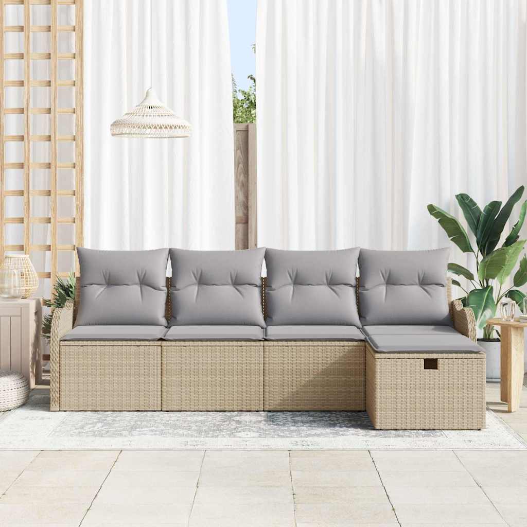 Sjedeća garnitura za vrt 5 kom. Poli ratan Bež 231 x 117 x 85 cm
