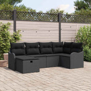 Sjedeća garnitura za vrt 6 kom. Poli ratan Crna 232,5 x 122,5 x 85 cm