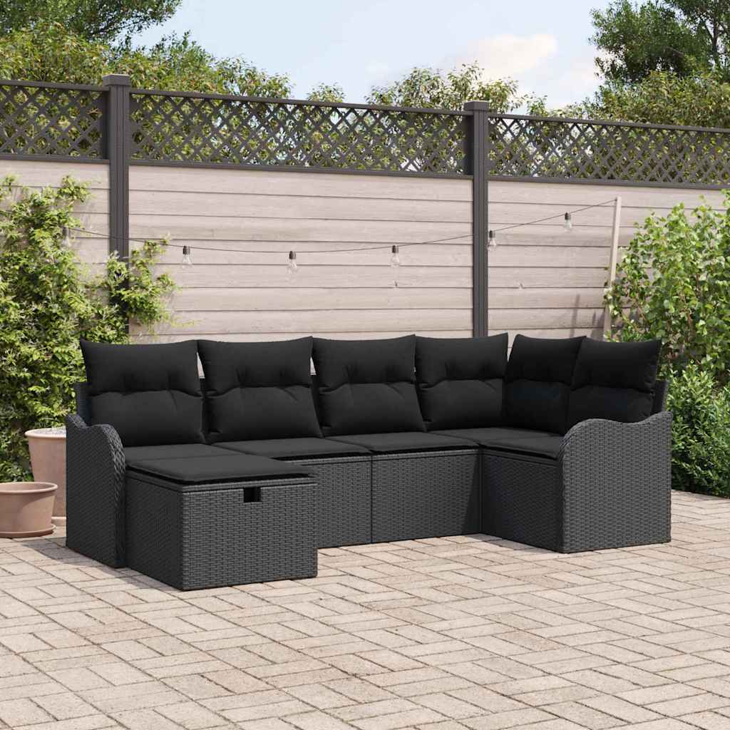 Sjedeća garnitura za vrt 6 kom. Poli ratan Crna 232,5 x 122,5 x 85 cm