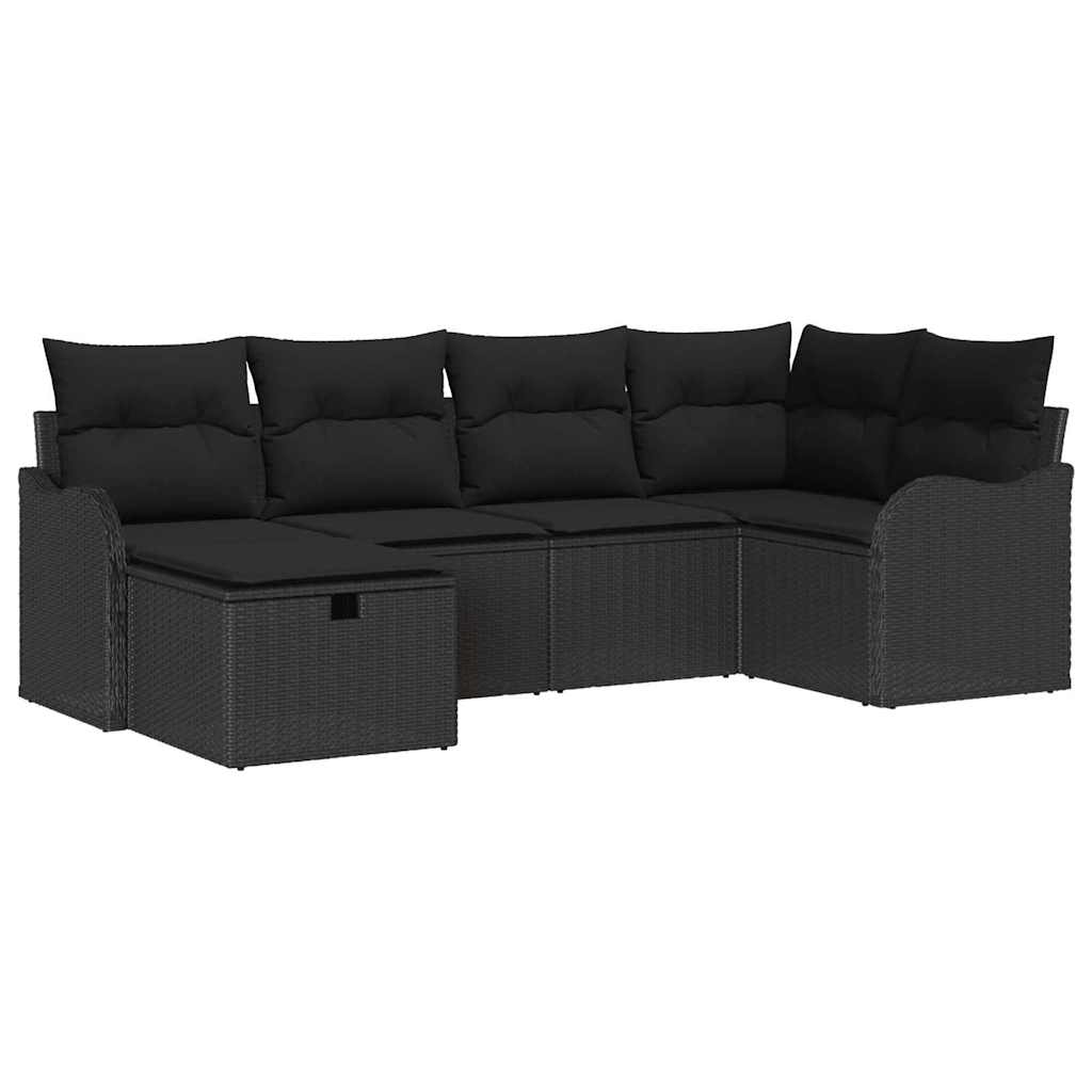 Sjedeća garnitura za vrt 6 kom. Poli ratan Crna 232,5 x 122,5 x 85 cm