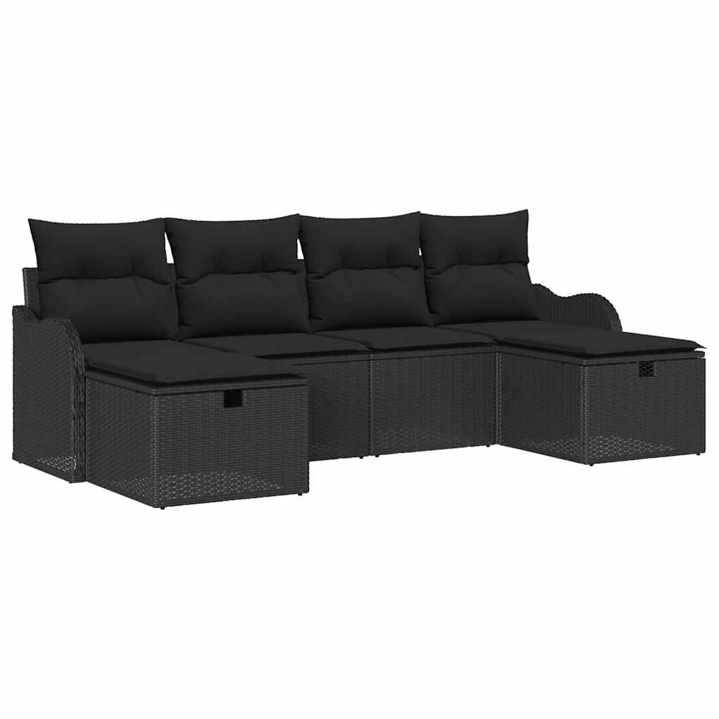 Sjedeća garnitura za vrt 6 kom. Crna poliratan 231 x 117 x 85 cm