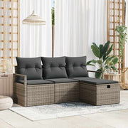 Sjedeća garnitura za vrt 4 kom. Siva poliratan Crna 175 x 117 x 85 cm
