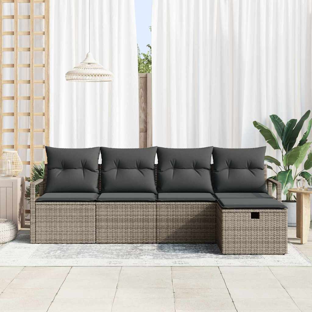 Sjedeća garnitura za vrt 5 kom. Siva poliratan 230 x 117 x 85 cm