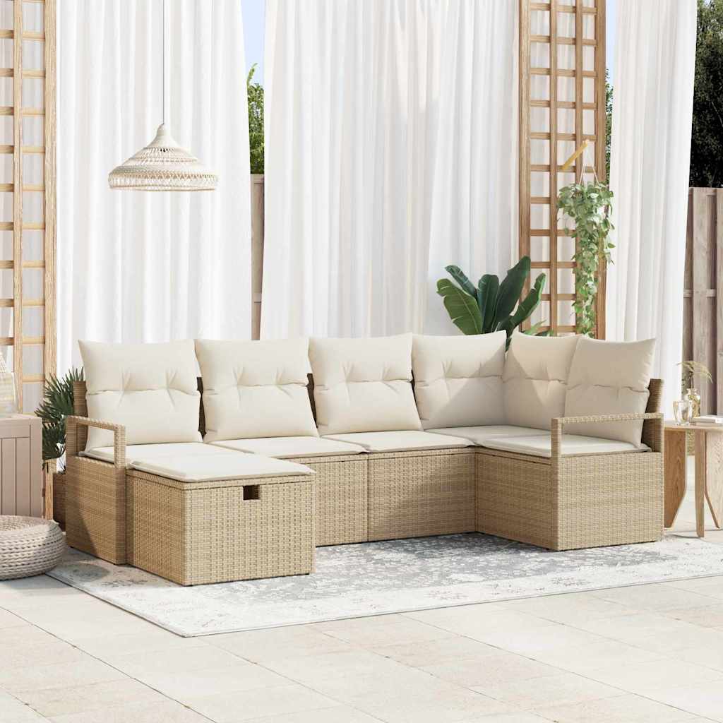 Sjedeća garnitura za vrt 6 kom. Bež poliratan 232 x 122 x 85 cm