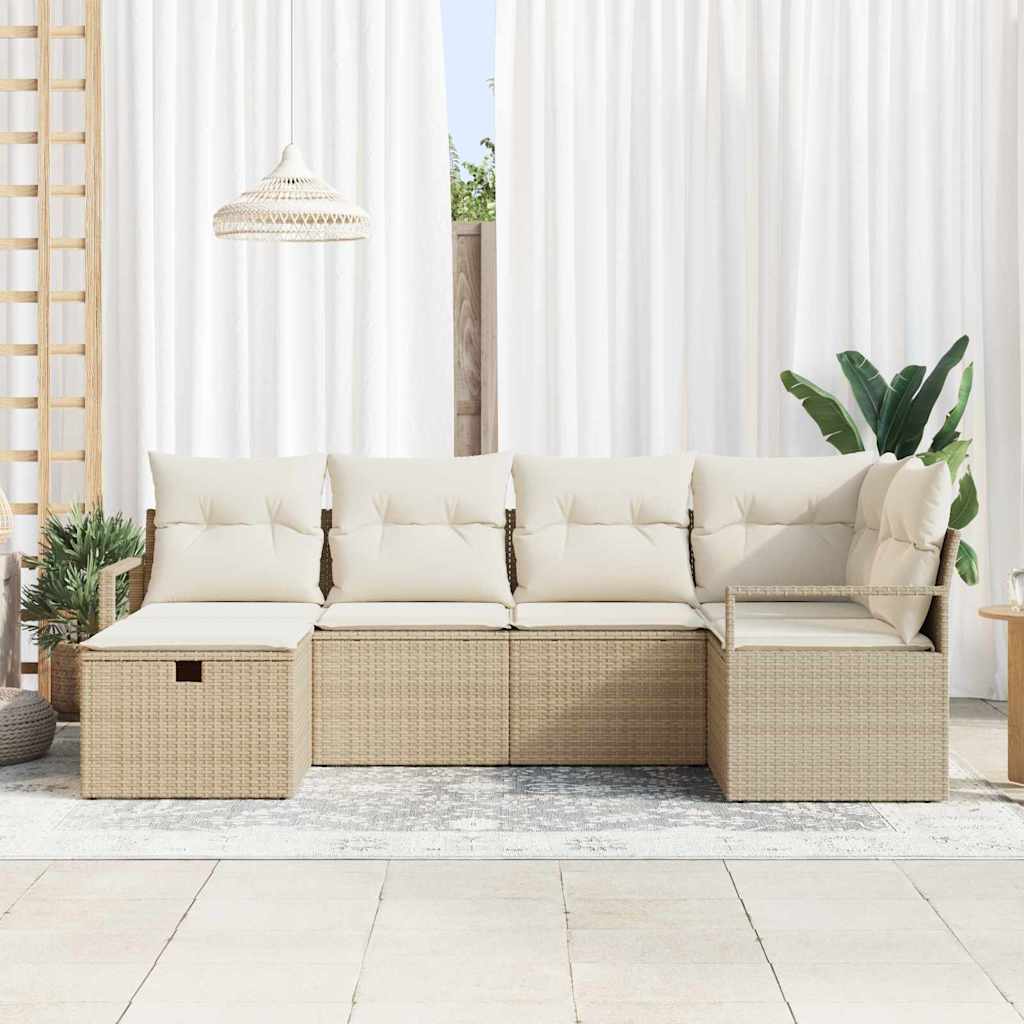Sjedeća garnitura za vrt 6 kom. Bež poliratan 232 x 122 x 85 cm