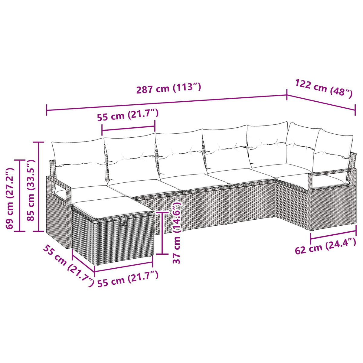 Set sofe s jastukom 4 pcs poliratan