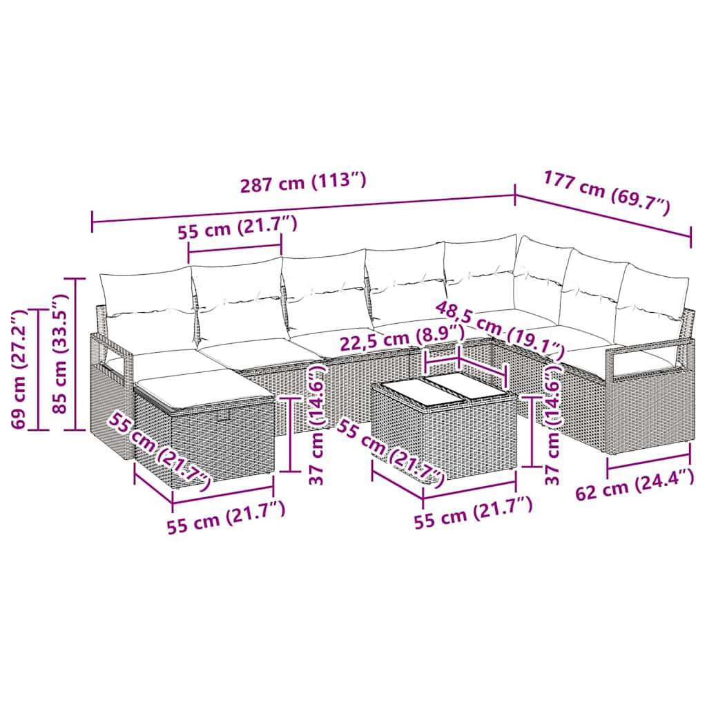 Set sofe s jastukom 6 pcs poliratan