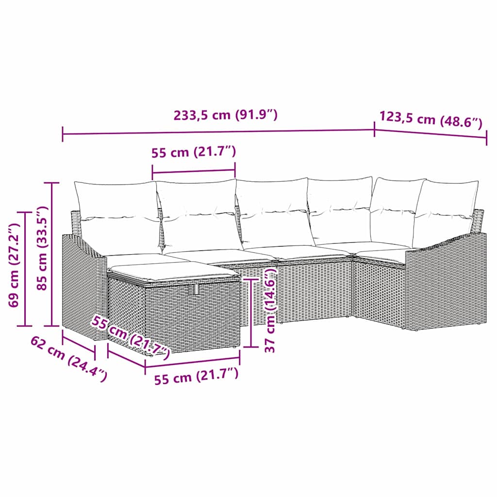 Set sofe s jastukom 7 pcs poliratan