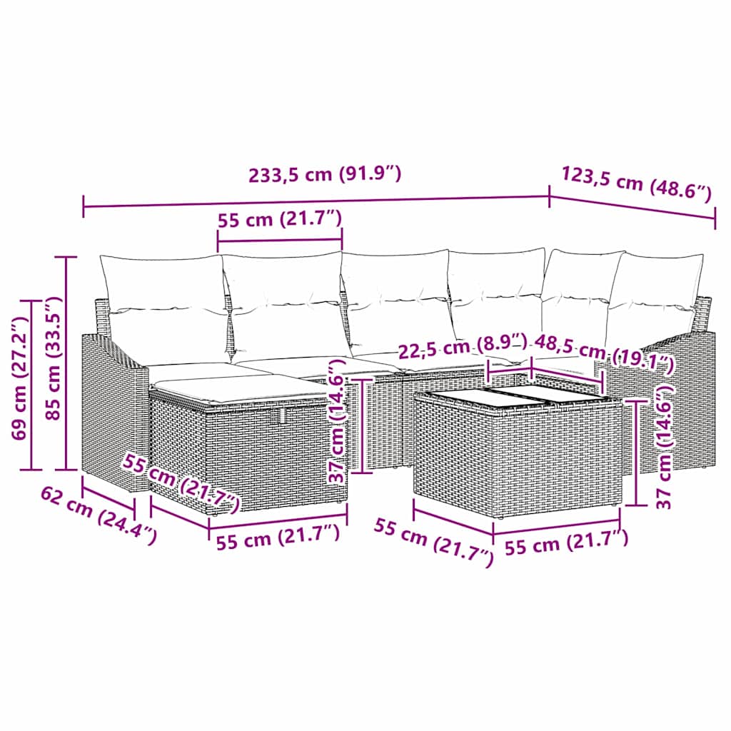 Set sofe s jastukom 7 pcs poliratan