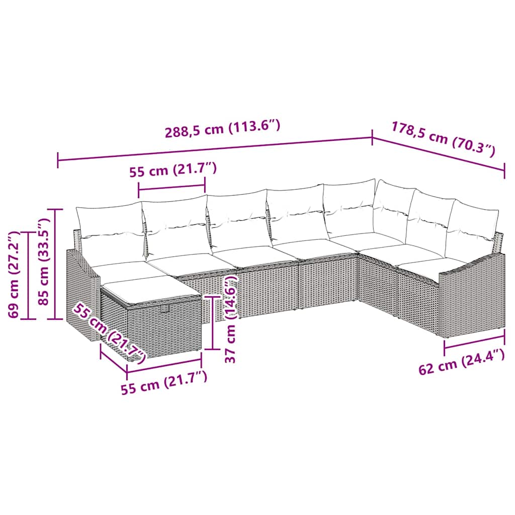Set sofe s jastukom 8 pcs poliratan