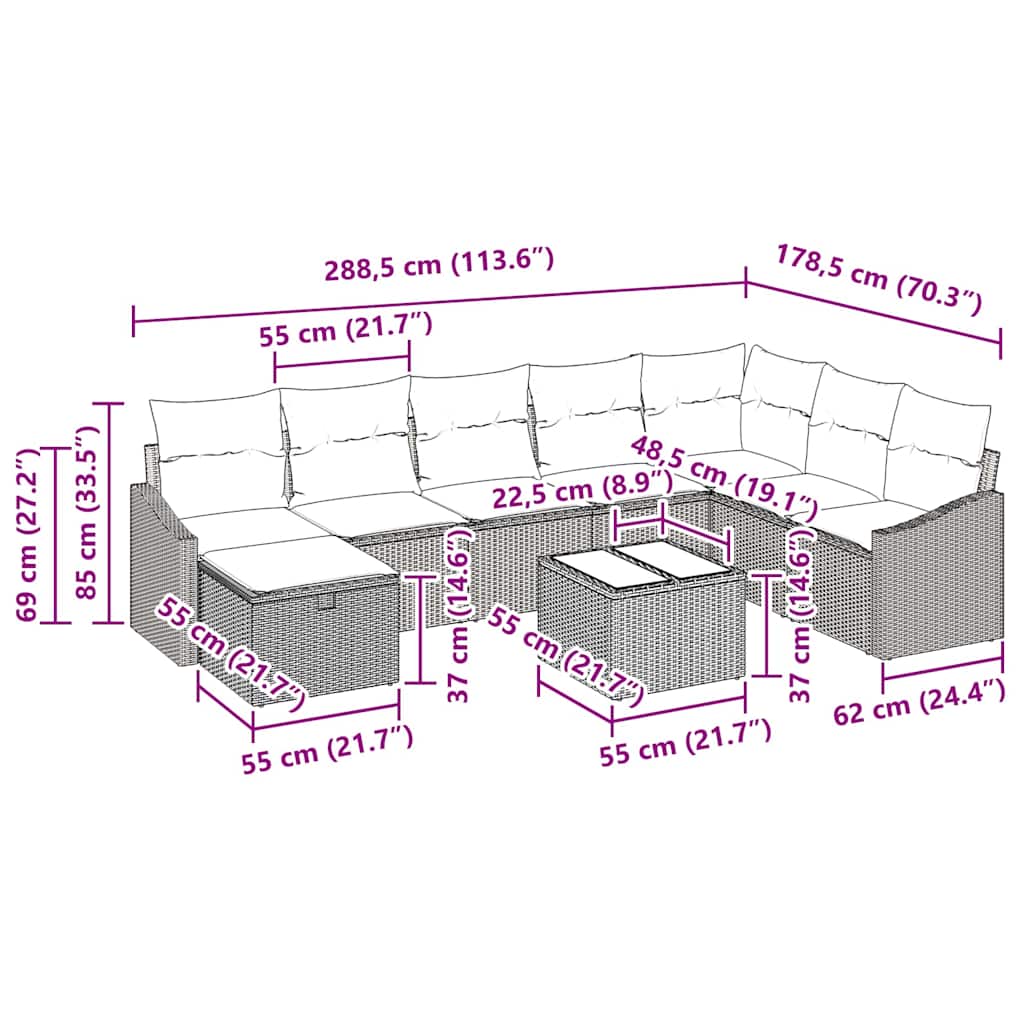 Set sofe s jastukom 8 pcs poliratan