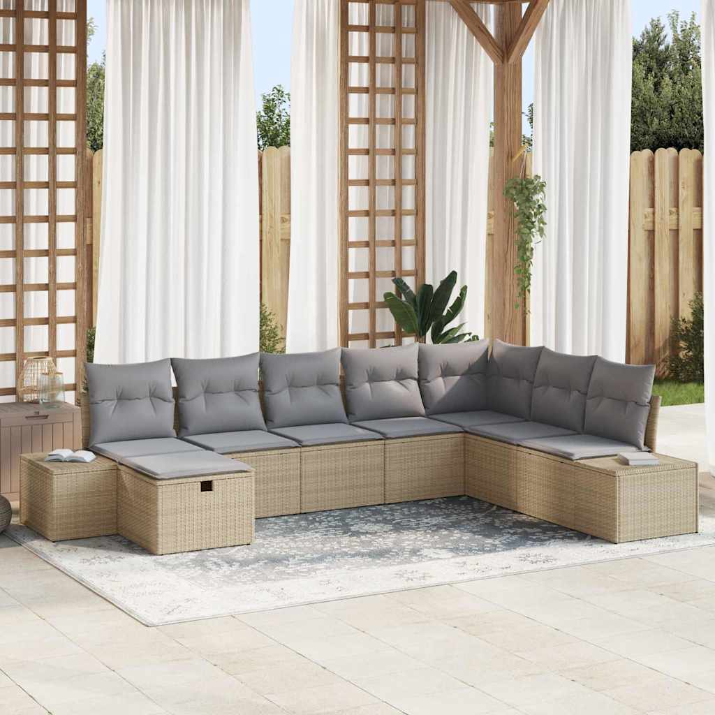 Sjedeća garnitura za vrt 8 pcs Bež 55 x 62 x 69 cm Poli ratan