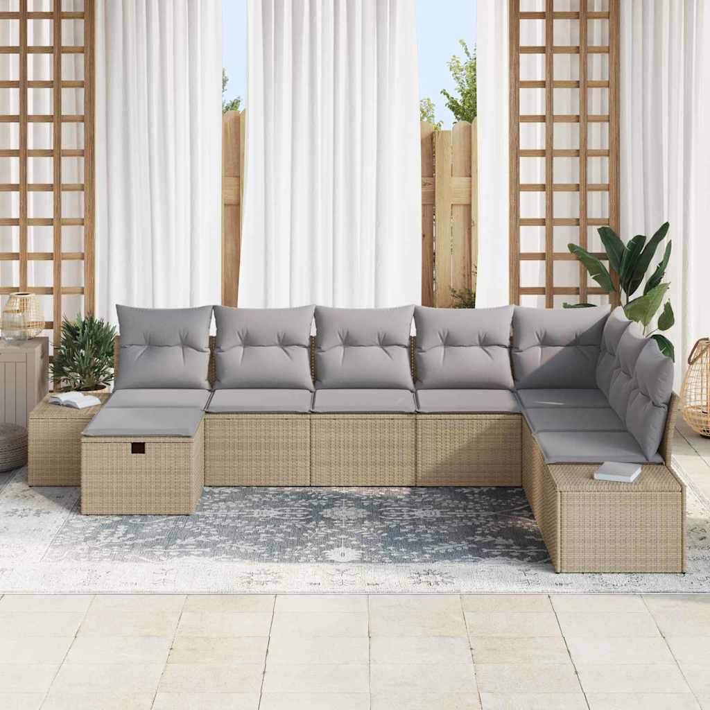 Sjedeća garnitura za vrt 8 pcs Bež 55 x 62 x 69 cm Poli ratan