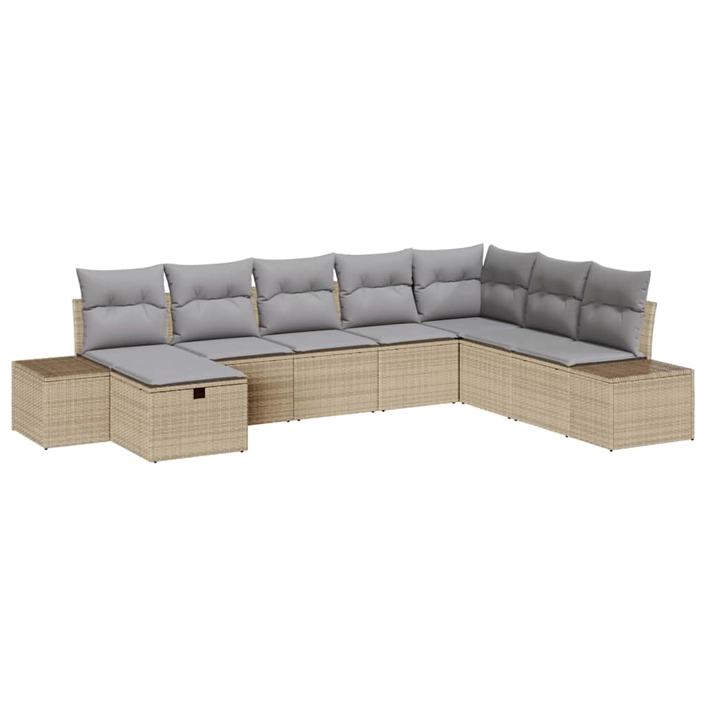 Sjedeća garnitura za vrt 8 pcs Bež 55 x 62 x 69 cm Poli ratan
