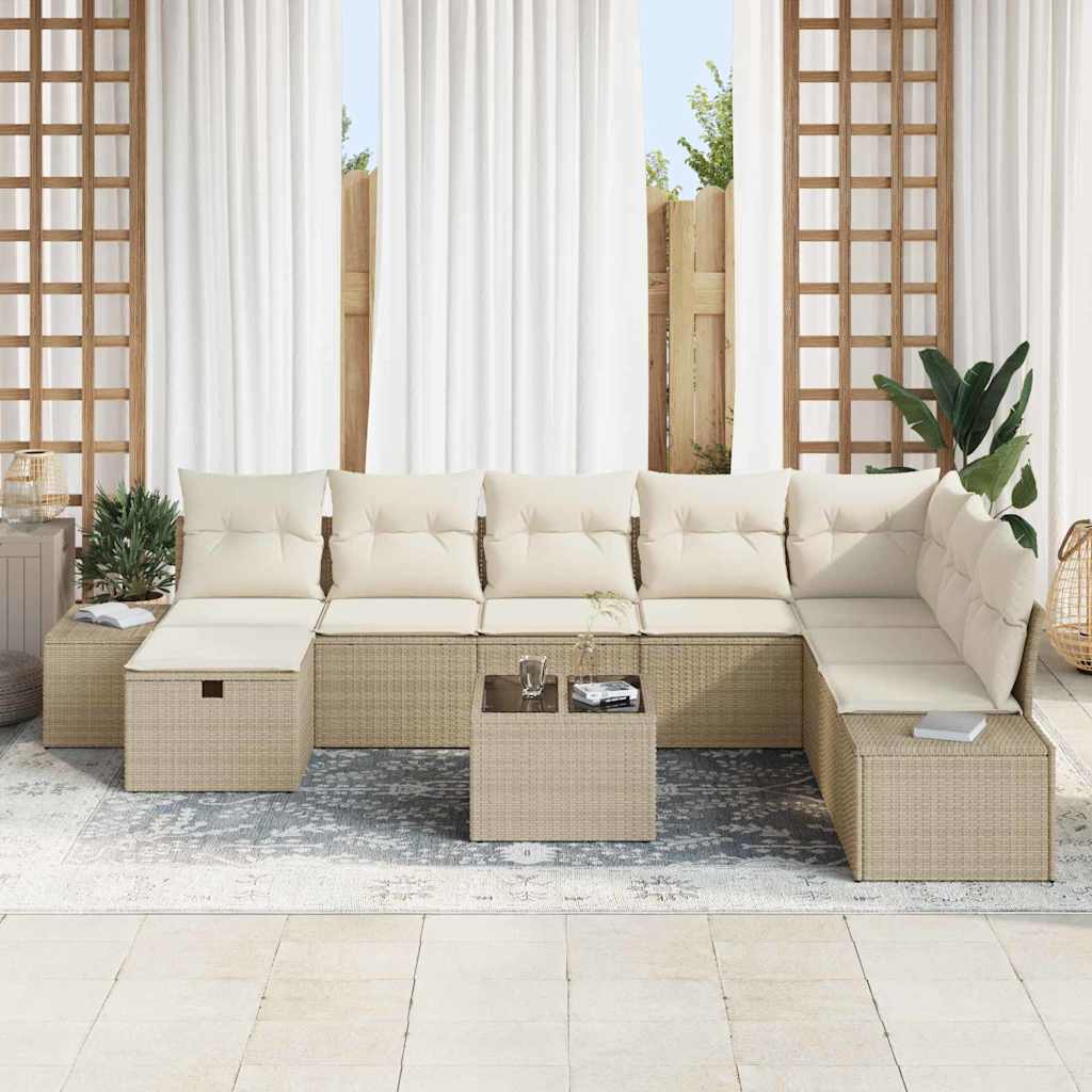 Sjedeća garnitura za vrt 9 pcs Bež 55 x 62 x 69 cm Poli ratan