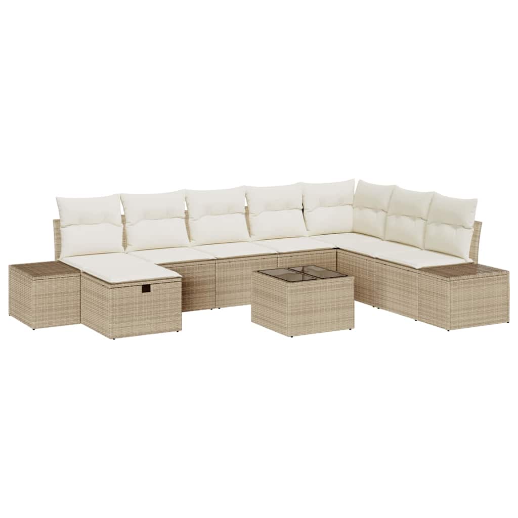 Sjedeća garnitura za vrt 9 pcs Bež 55 x 62 x 69 cm Poli ratan