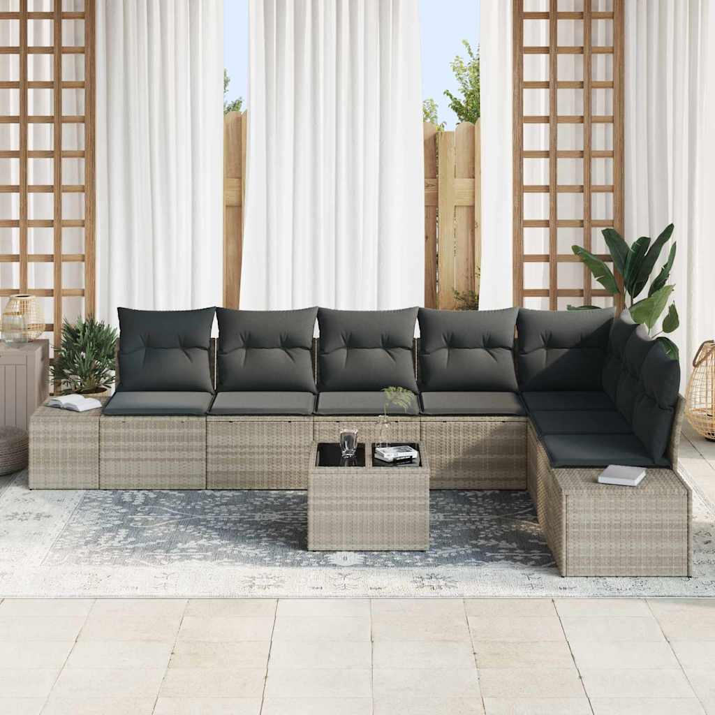 Sjedeća garnitura za vrt 9 kom. Svijetlo siva poliratan Svjetlosiva 55 x 62 x 69 cm