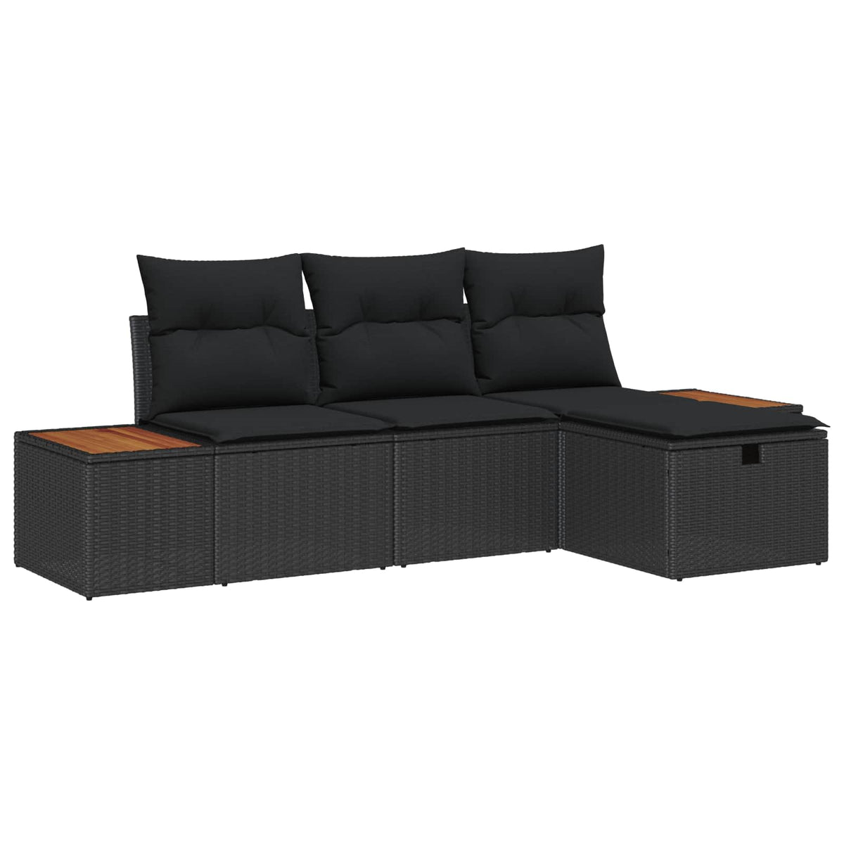 Sjedeća garnitura za vrt 4 kom. Crna poliratan 55 x 62 x 69 cm