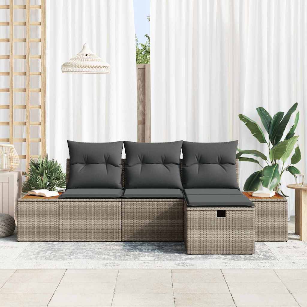 Sjedeća garnitura za vrt 4 kom. Siva poliratan 55 x 62 x 69 cm