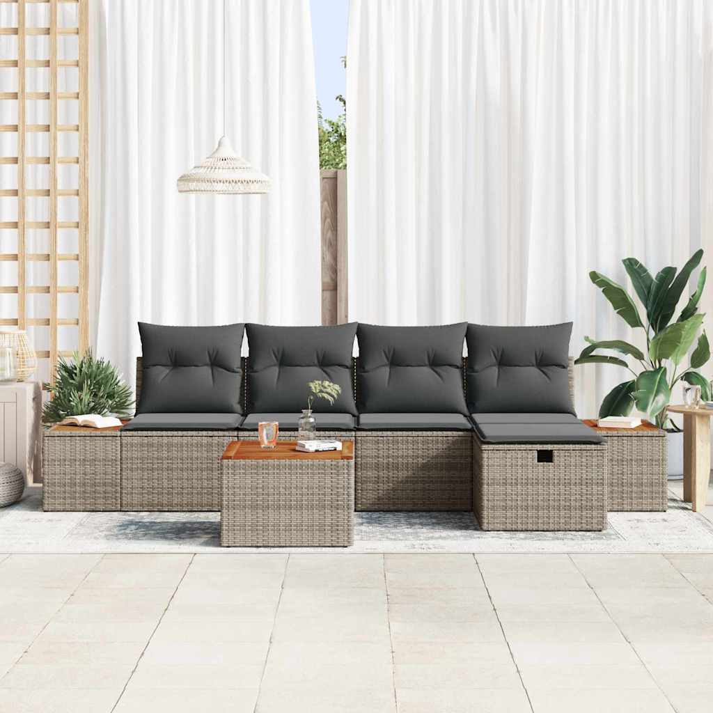 Sjedeća garnitura za vrt 6 kom. Siva poliratan 55 x 62 x 69 cm