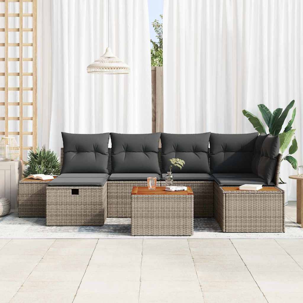 Sjedeća garnitura za vrt 7 pcs Siva 55 x 62 x 69 cm Poli ratan