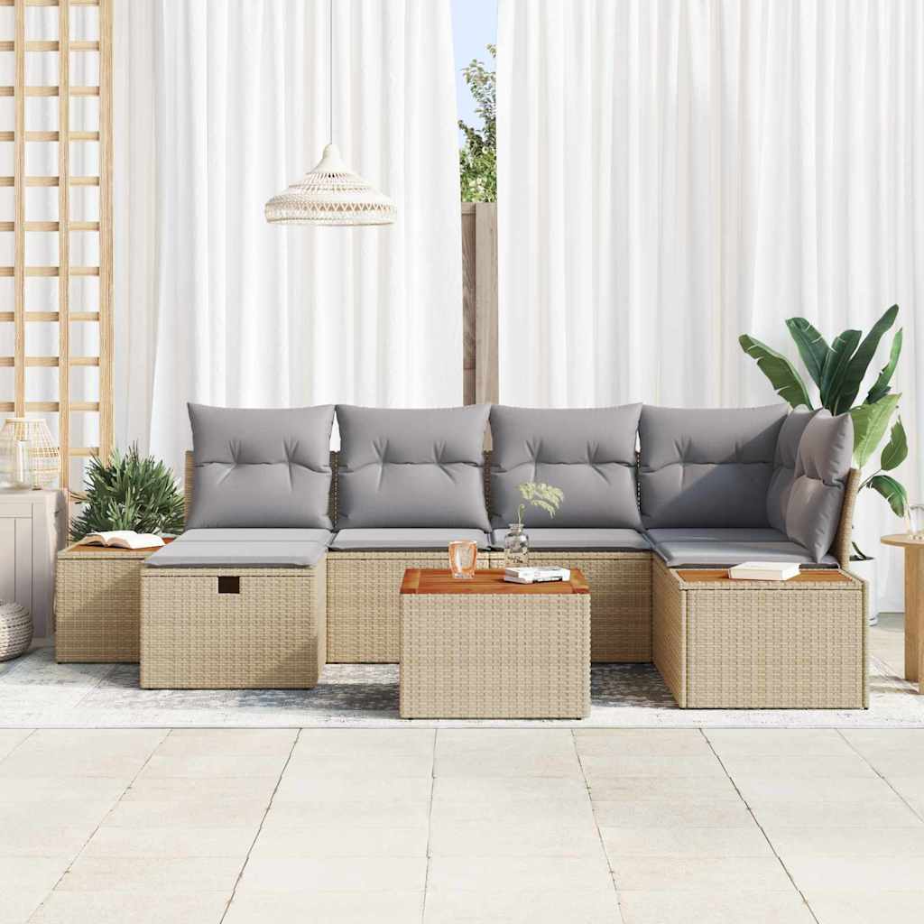 Sjedeća garnitura za vrt 7 pcs Bež 55 x 62 x 69 cm Poli ratan