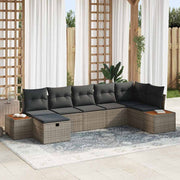 Sjedeća garnitura za vrt s jastukom 7 pcs Siva Poli ratan 55 x 62 x 69 cm