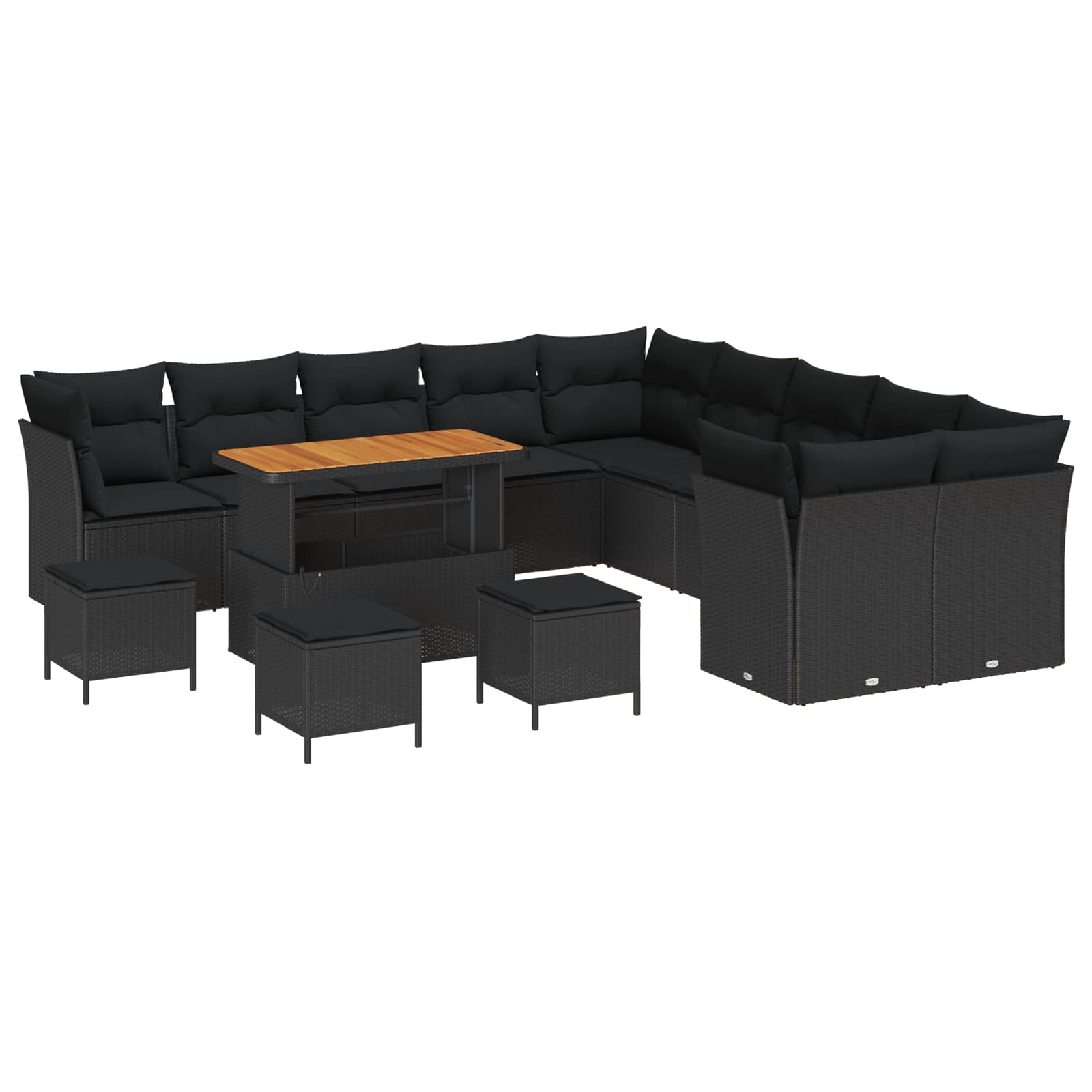 Sjedeća garnitura za vrt 14 pcs Crna poliratan