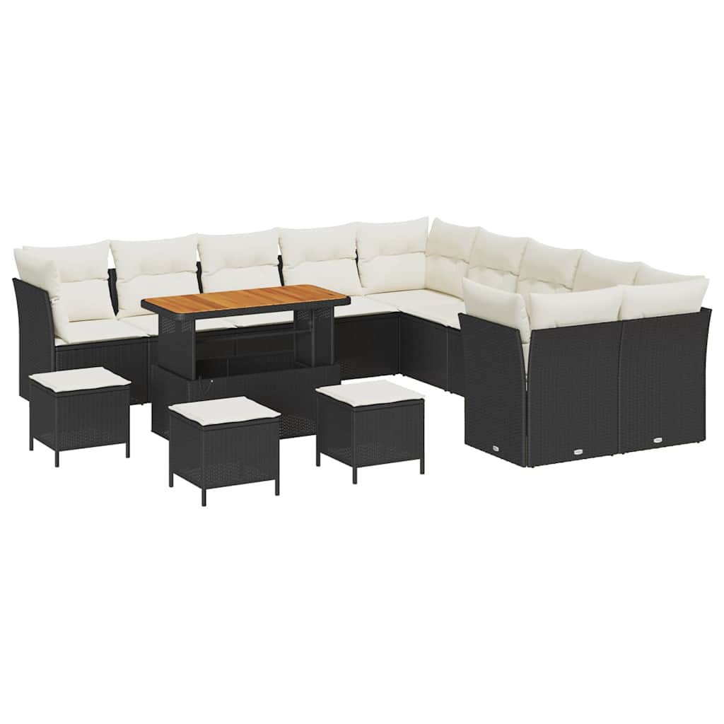 Sjedeća garnitura za vrt 14 pcs Crna poliratan