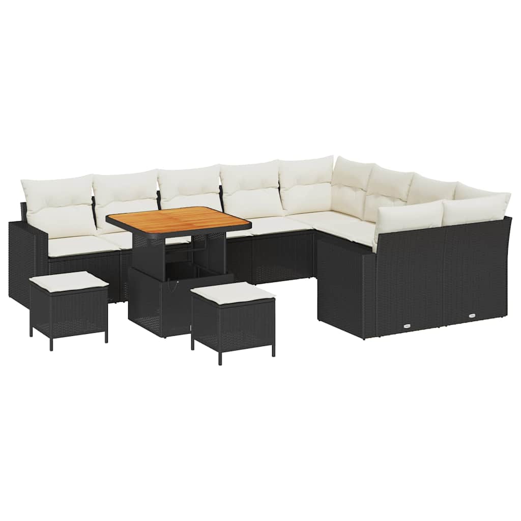 Sjedeća garnitura za vrt 12 pcs Crna poliratan