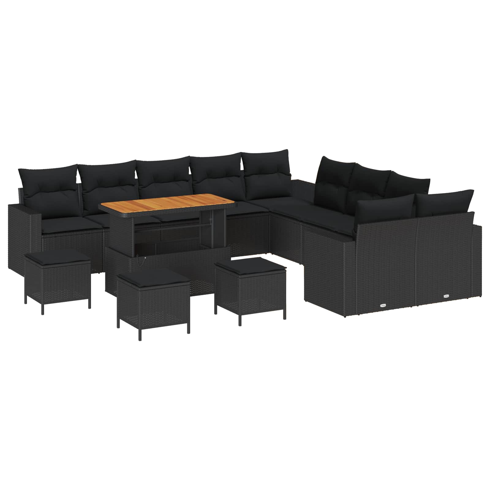 Sjedeća garnitura za vrt 14 pcs Crna poliratan