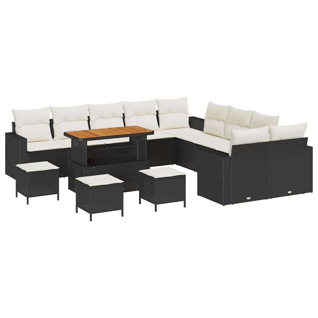 Sjedeća garnitura za vrt 14 pcs Crna poliratan