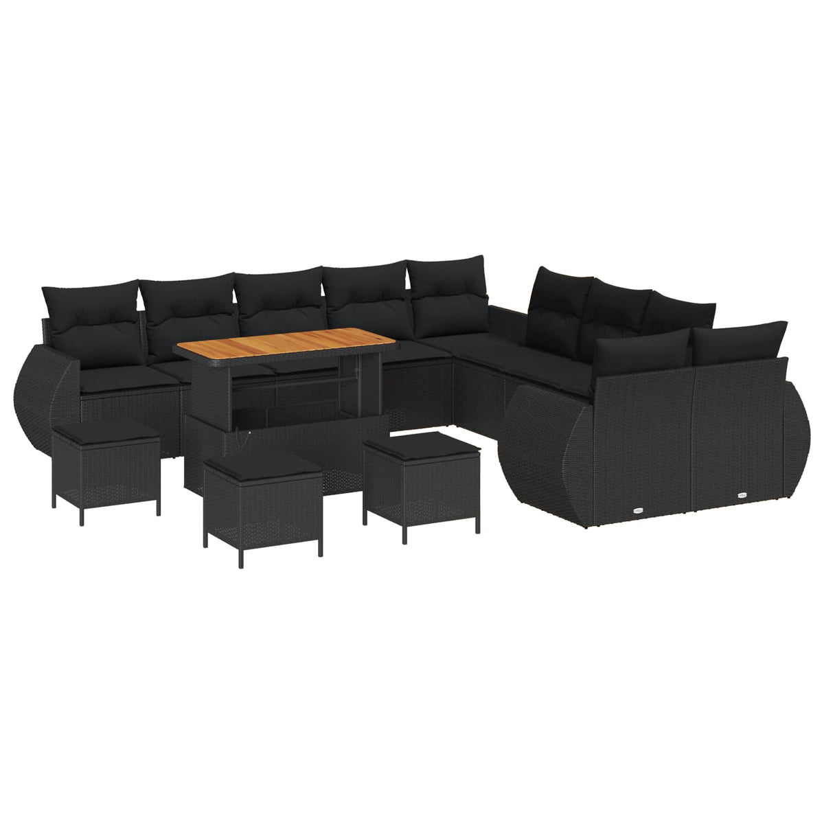 Sjedeća garnitura za vrt 14 pcs Crna poliratan