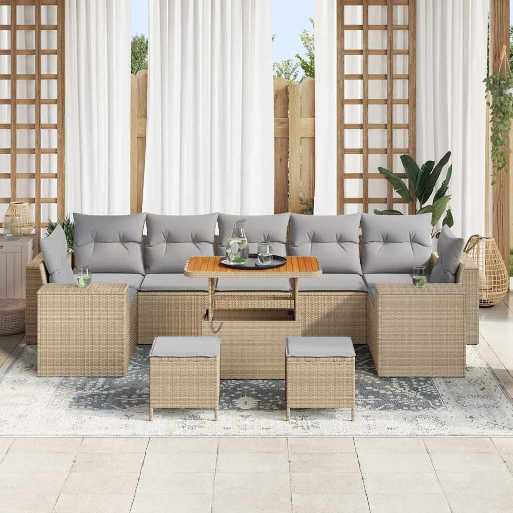 Sjedeća garnitura za vrt 10 kom. Bež poliratan 331 x 145 x 85 cm