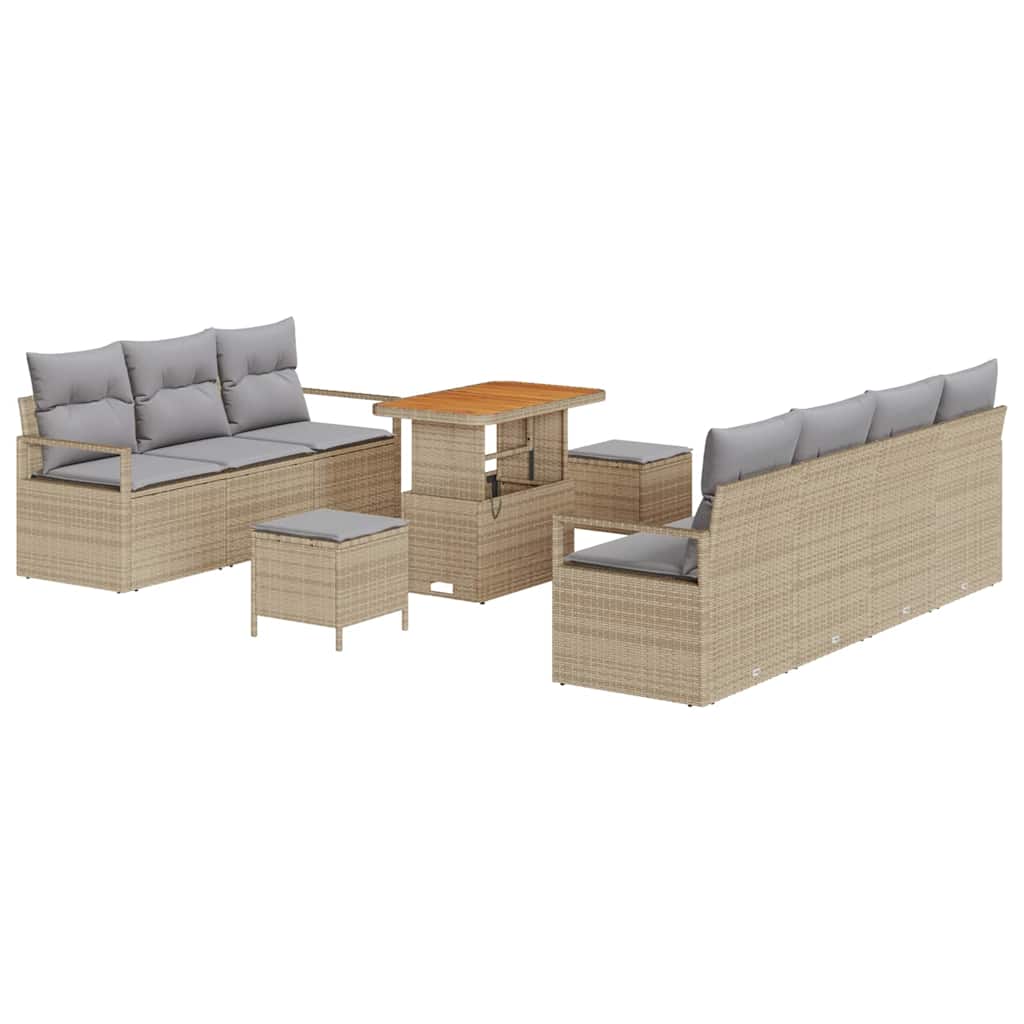 Sjedeća garnitura za vrt 10 kom. Bež poliratan 230 x 62 x 85 cm