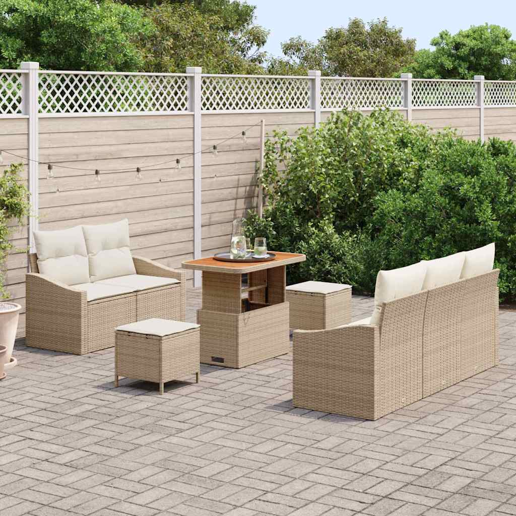 Sjedeća garnitura za vrt 8 kom. Bež poliratan 178 x 62 x 85 cm