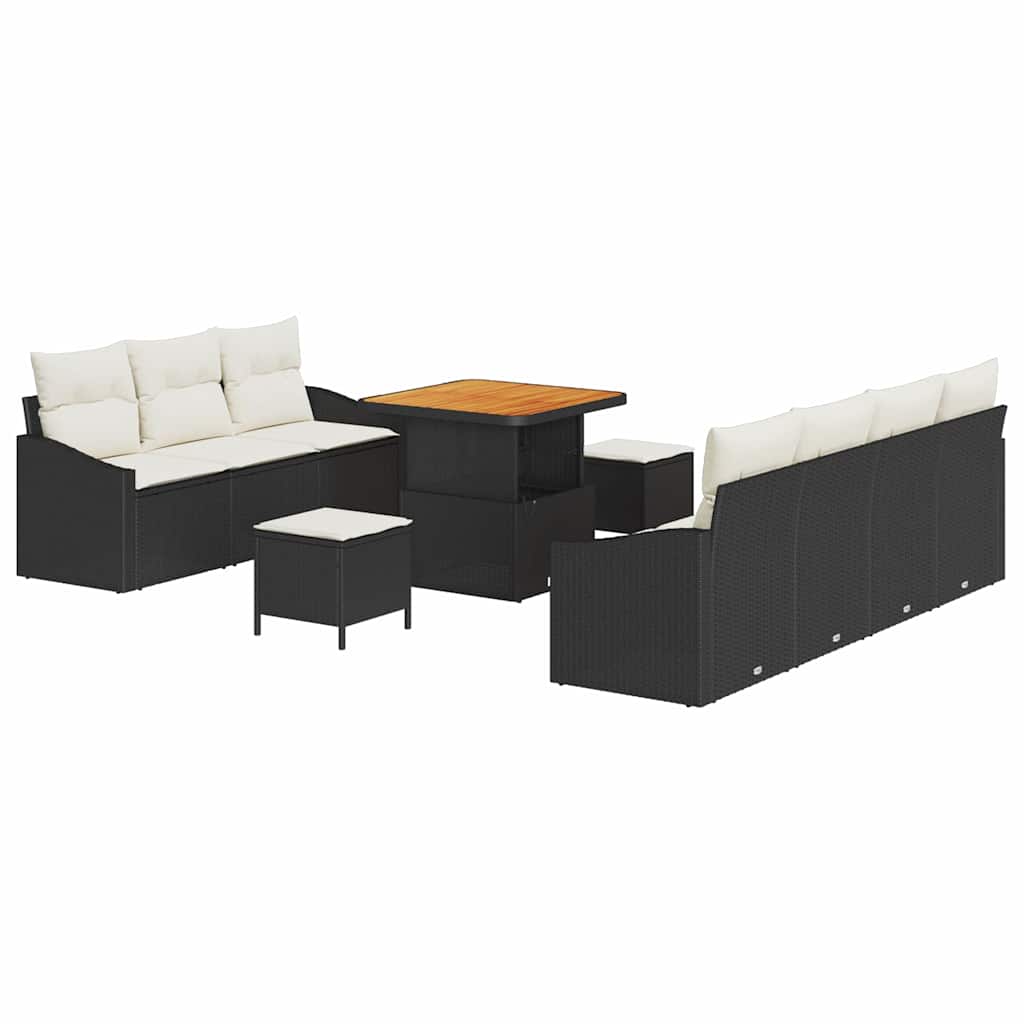 Sjedeća garnitura za vrt 10 kom. Crna poliratan 233 x 62 x 85 cm