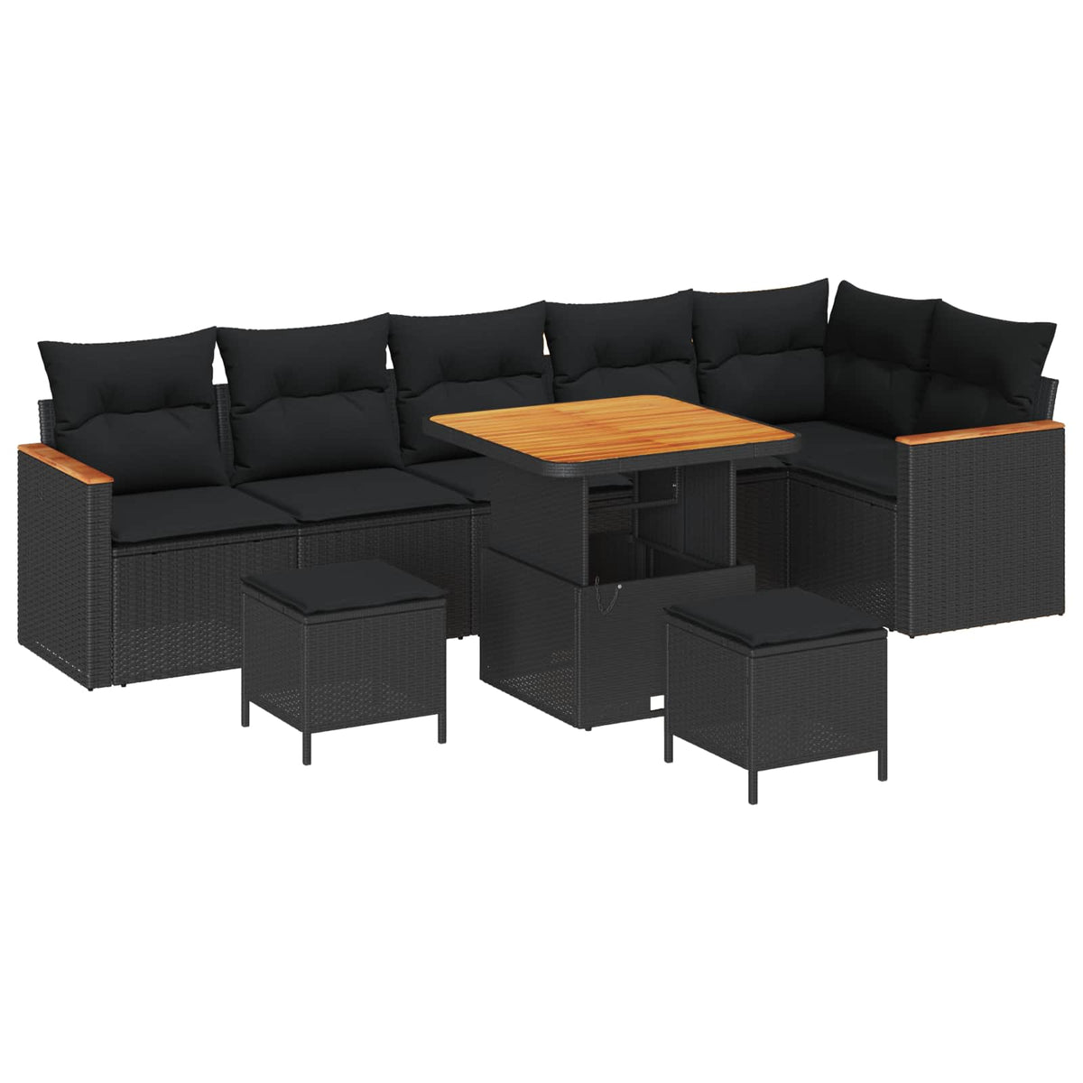 Sjedeća garnitura za vrt 9 kom. Crna poliratan 80 x 80 x 71 cm