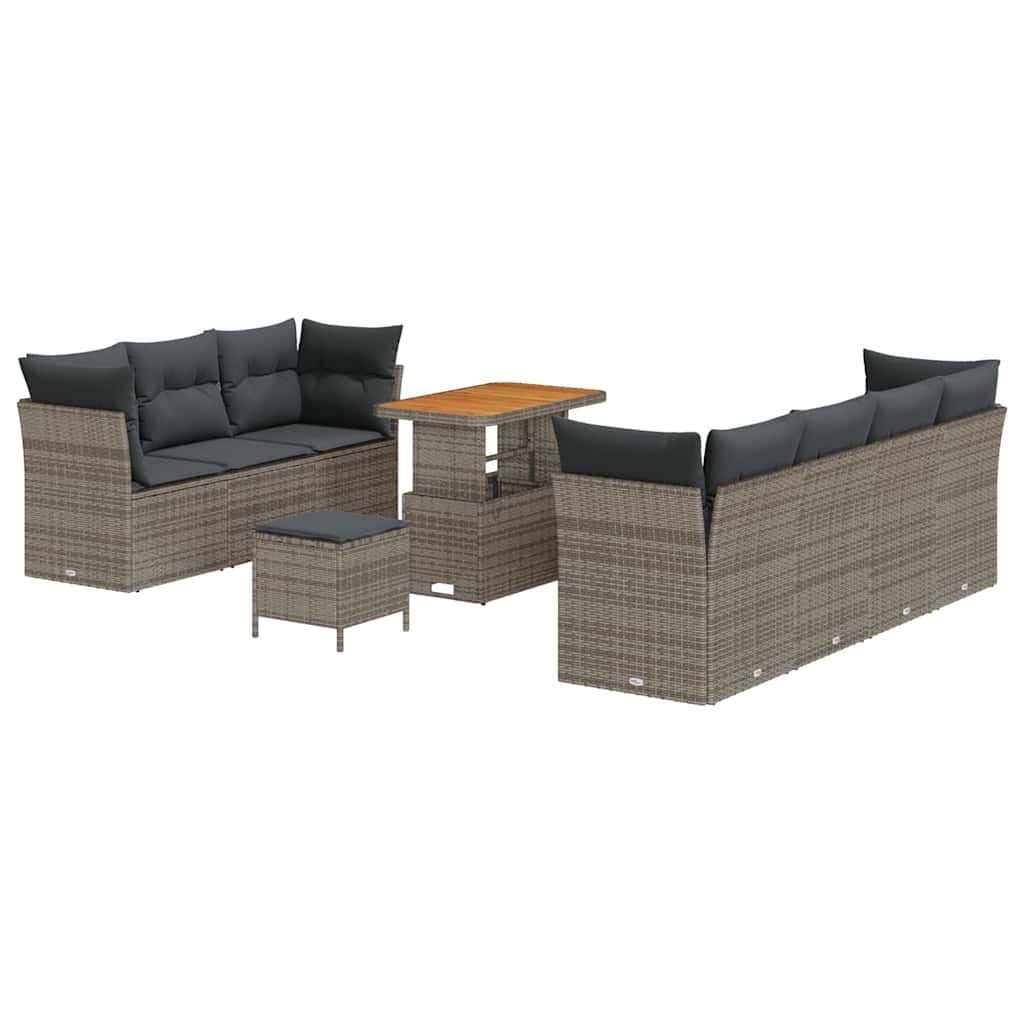 Sjedeća garnitura za vrt s jastukom s pohranom 10 pcs Siva