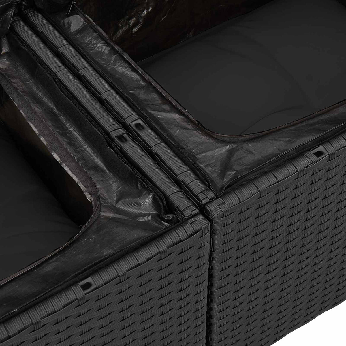 Sjedeća garnitura za vrt s jastukom 9 pcs Crna 90 x 55 x 71 cm