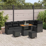 Sjedeća garnitura za vrt s jastukom 9 pcs Crna 90 x 55 x 71 cm