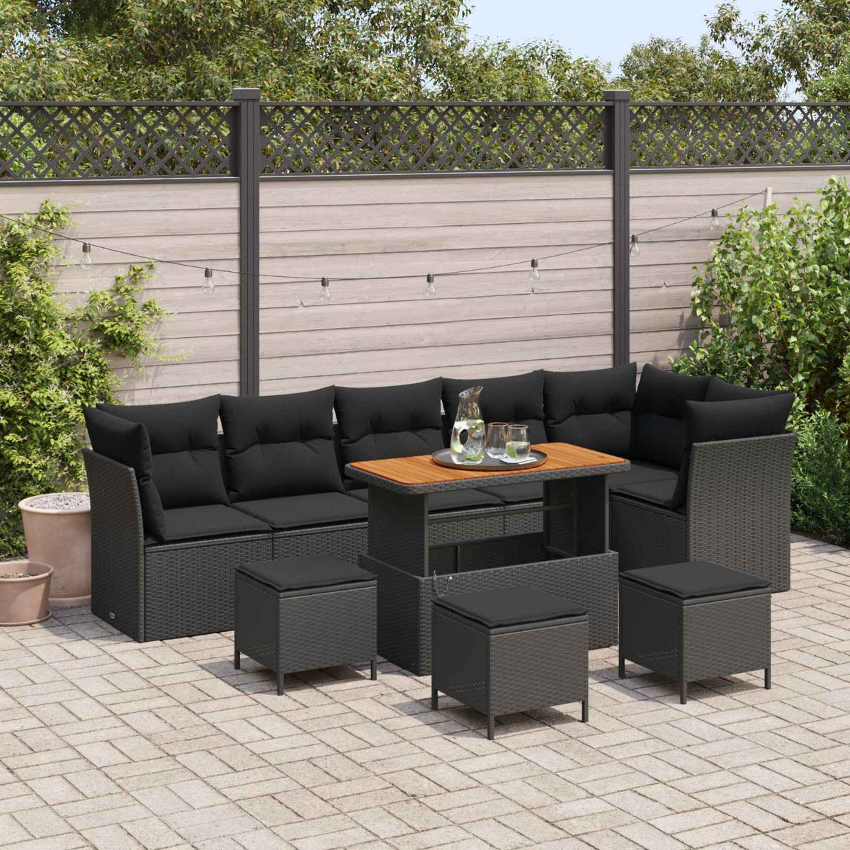 Sjedeća garnitura za vrt s jastukom 9 pcs 90 x 55 x 71 cm