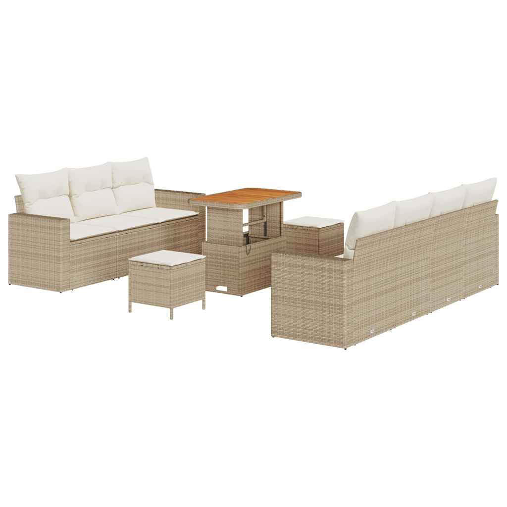 Sjedeća garnitura za vrt s jastukom 10 pcs bež i krem